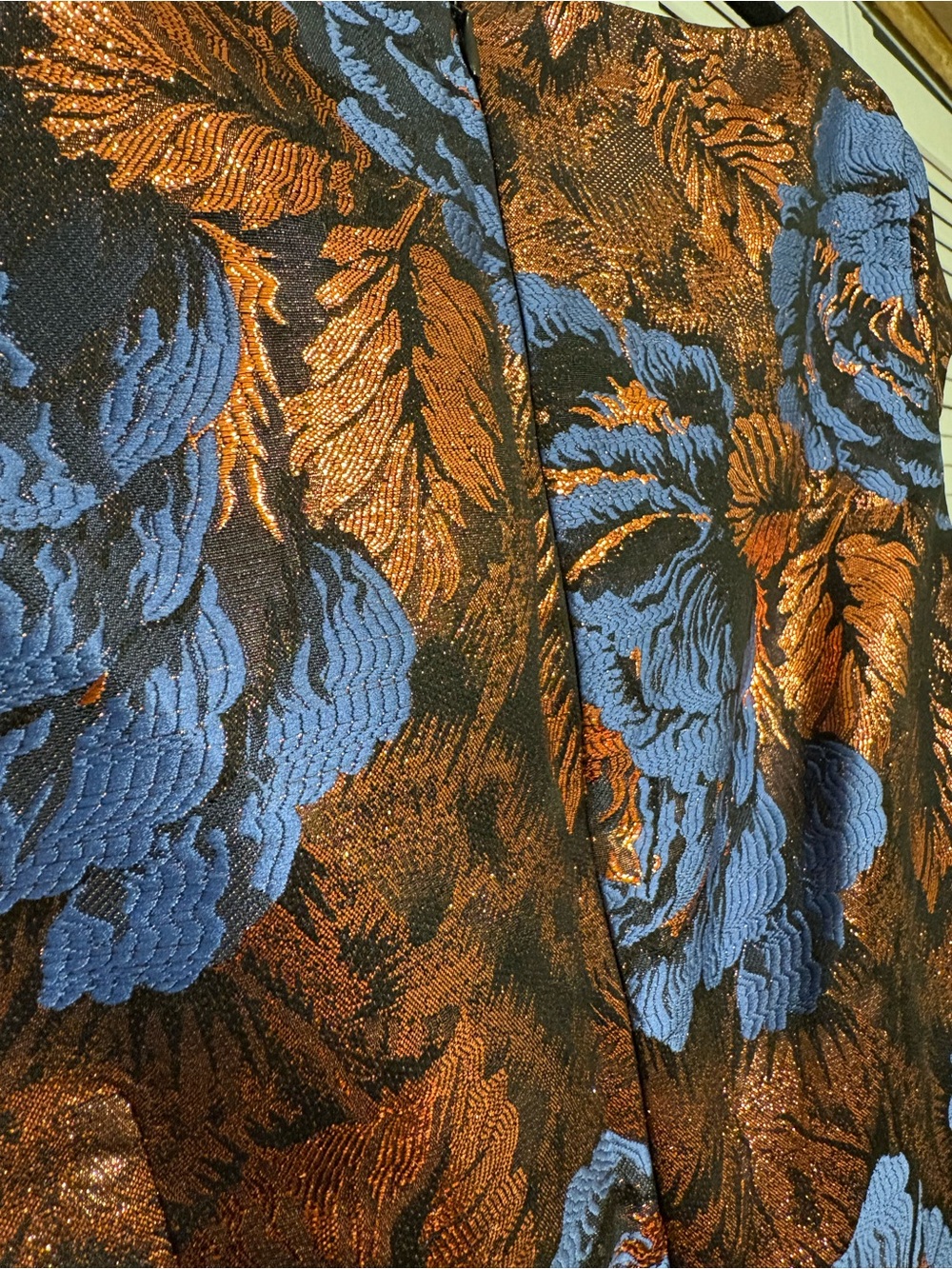 ASOS Copper and Blue Floral Brocade Mini Dress - Picture 4 of 5